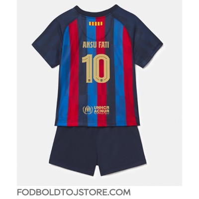 Barcelona Ansu Fati #10 Hjemmebanesæt Børn 2022-23 Kortærmet (+ Korte bukser)